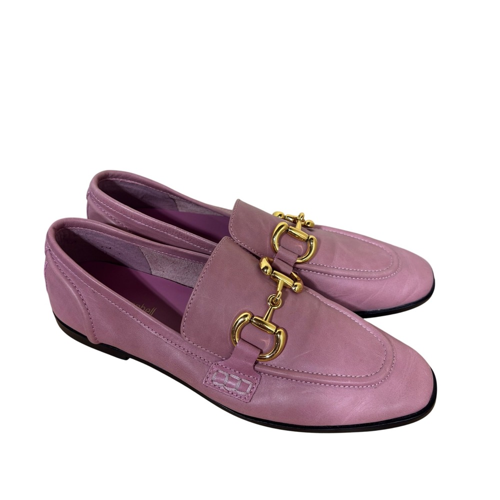 Jeffrey Campbell Loafers 8 Velviteen Pink Leather Gold Horsebit Bit Flats Shoes